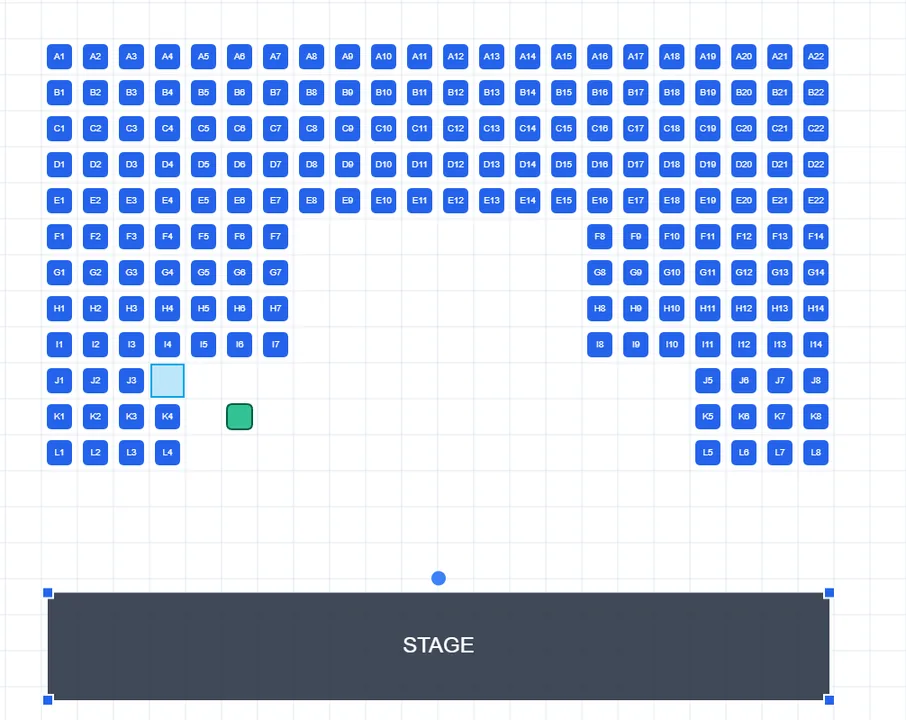 หน้าจอวางผังที่นั่งแบบระบุตำแหน่ง